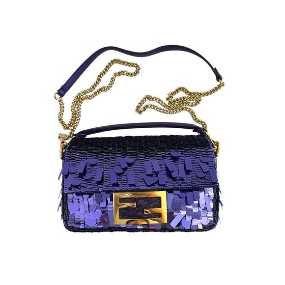 Fendi Handbags - Fendi baguette mini purple sequin gold hardware shoulder bag